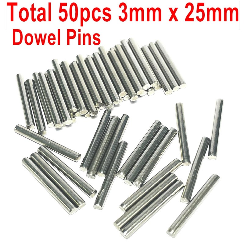 ZDingTech 50pcs 3mm x 25mm Dowel Pins,3mm Metal Dowel pins M3 3mm Shelf Pegs,Support Shelves,3mm x 25mm Metal Rod.304 Stainless Steel Wood Bunk Bed pegs - Image 2
